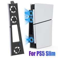 Cooling Fan for PS5 Slim Disc/ Digital External Cooler Quiet Dual-Speed+USB 3.0