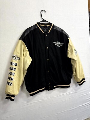 Steve & Barry's Varsity Jacket Men's Large Black Wool Snap Hot Rod