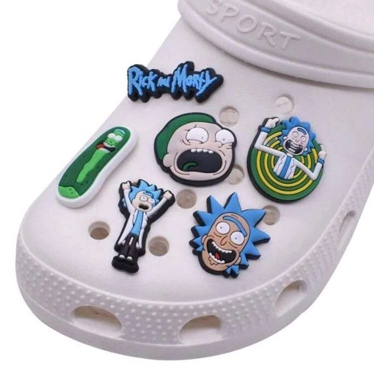 PVC Shoe Charms 6 Piece Rick And Morty Jibbitz Logo Rick Morty Pickle