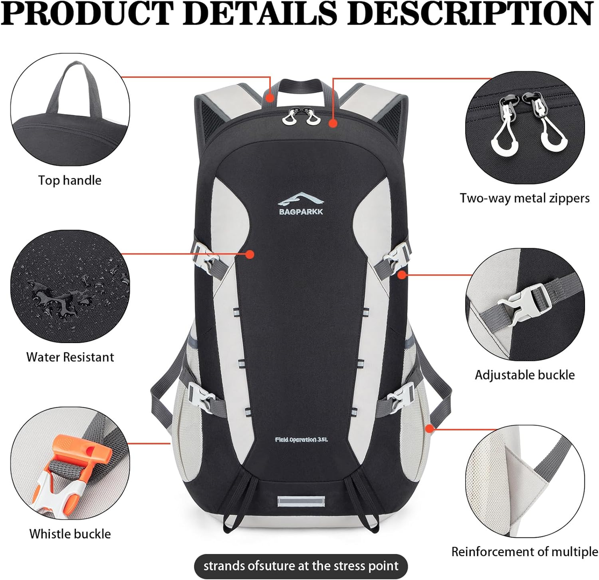 Hiking Backpack,Large 35L Travel Backpacks for Men Women,Water Resistant Ultra INOXTO 26L Mountaineering Backpack-Core – OUTDOOR INOXTO main image 2