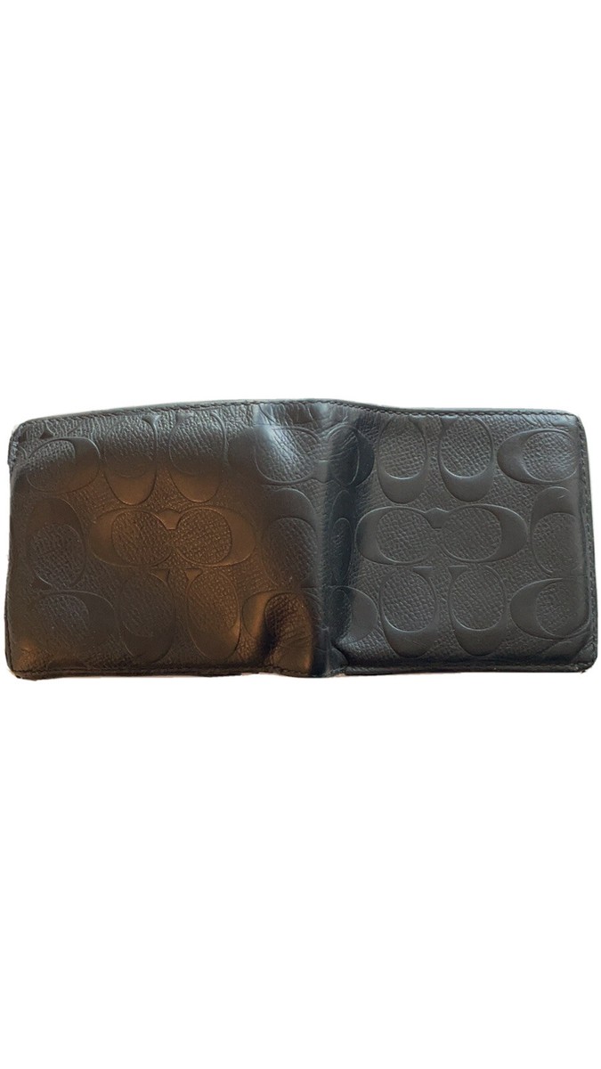 COACH Logo Signature Bifold Wallet Purse Leather Black India