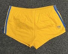 RARE Adidas 80s 90s Vintage Mens Sprinter Running Shorts Blue  Yellow Large