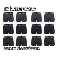 12 BOXER UOMO ELASTICO ESTERNO BLU NERO GRIGIO MUTANDE INTIMO COTONE BIELASTICO