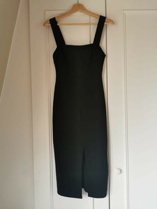 black midi split dress