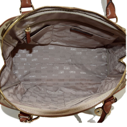 MICHAEL KORS AUTHENTIC LUGGAGE/BEIGE SIGNATURE SATCHEL CROSS BODY PURSE NWT - Picture 7 of 8