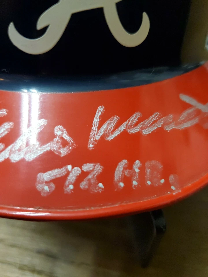 EDDIE MATHEWS 512 HR INSCRIPTIONS MINI HELMET MILWAUKEE BRAVES - Image 2 of 3