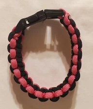 Black and Pink Paracord Survival Emergency Bracelet - 9" L - Side Release Buckle