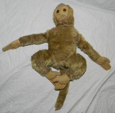 Vintage Distressed, but well loved Mohair Stuffed Monkey - about 14" long