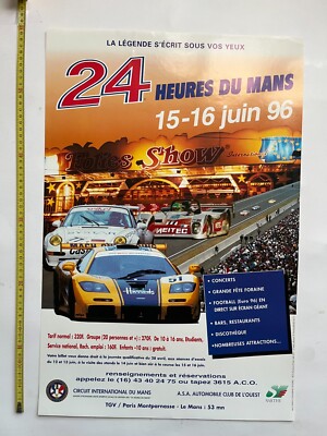 Affiche Originale Des 24 Heures Du Mans 1996 - Occasion - Collection Course Automobile