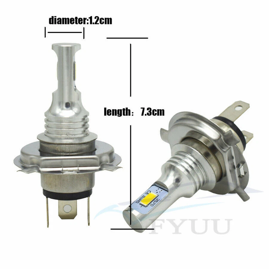 2 шт светодиодных автомобильных мотоциклетных фар дальнего и ближнего света 35 Вт 9003 H4 4000 лм 6000K - Изображение 4 из 4