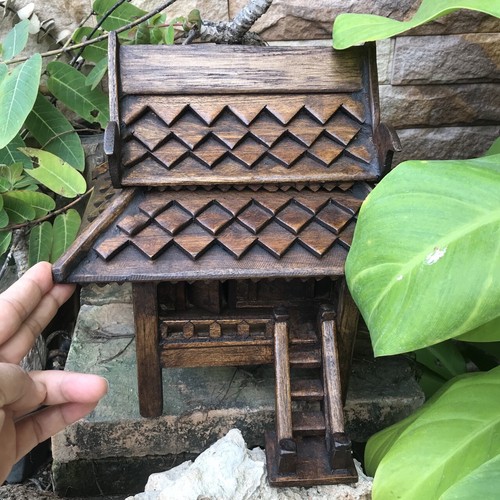 Casa degli spiriti buddismo case in legno stile tailandese mini altare artigianato decorazione Buddha - Foto 3 di 12