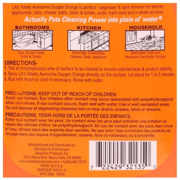 4 PACK Oxygen Orange Degreaser, Bleach & Ammonia Free, LA's Totally Awesome 32oz eBay