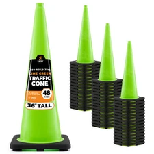 36” Lime Green Traffic Cone - 48 Pack - Xpose Safety