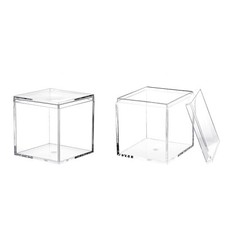 Acrylic Box with Lid Clear, 2 Pack Transparent Acrylic Box Plastic Square Cub...