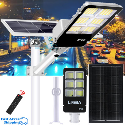 45000000LM REAL 5500W Commercial Solar Street Light LED Dusk-Dawn Road Lamp+Pole