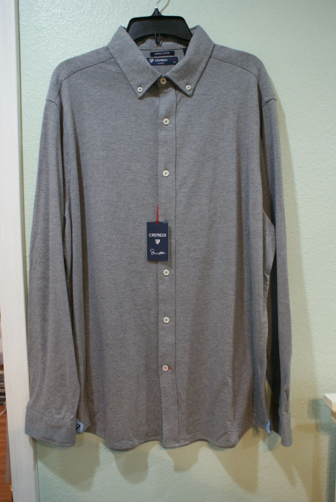 Daniel Cremieux Men Long Sleeve Soft Cotton Polo Style Grey Shirt(XL)--New!!