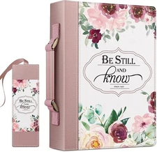 FINPAC Large Classic Bible Cover PU Leather Carrying Book Bag Case Church Bag 