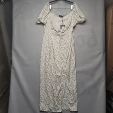 PRETTYLITTLETHING Womens White Short Sleeve Ditsy Floral Pullover Midi Dress 12