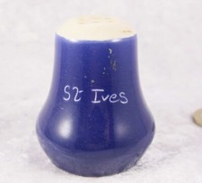 Fosters blue salt pepper cruet pot with stopper  St Ives Cornwall single item