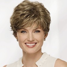 Wig Short Ombre Light Brown Pixie Cut White Women Synthetic Short Hair Layered