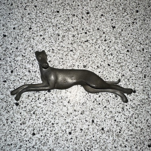 Greyhound Dog Figurine Signed ? Pewter Or Some Type Of Metal 