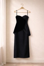 Black Sweetheart Neck Midi Sheath Dress Layered Spaghetti Strap