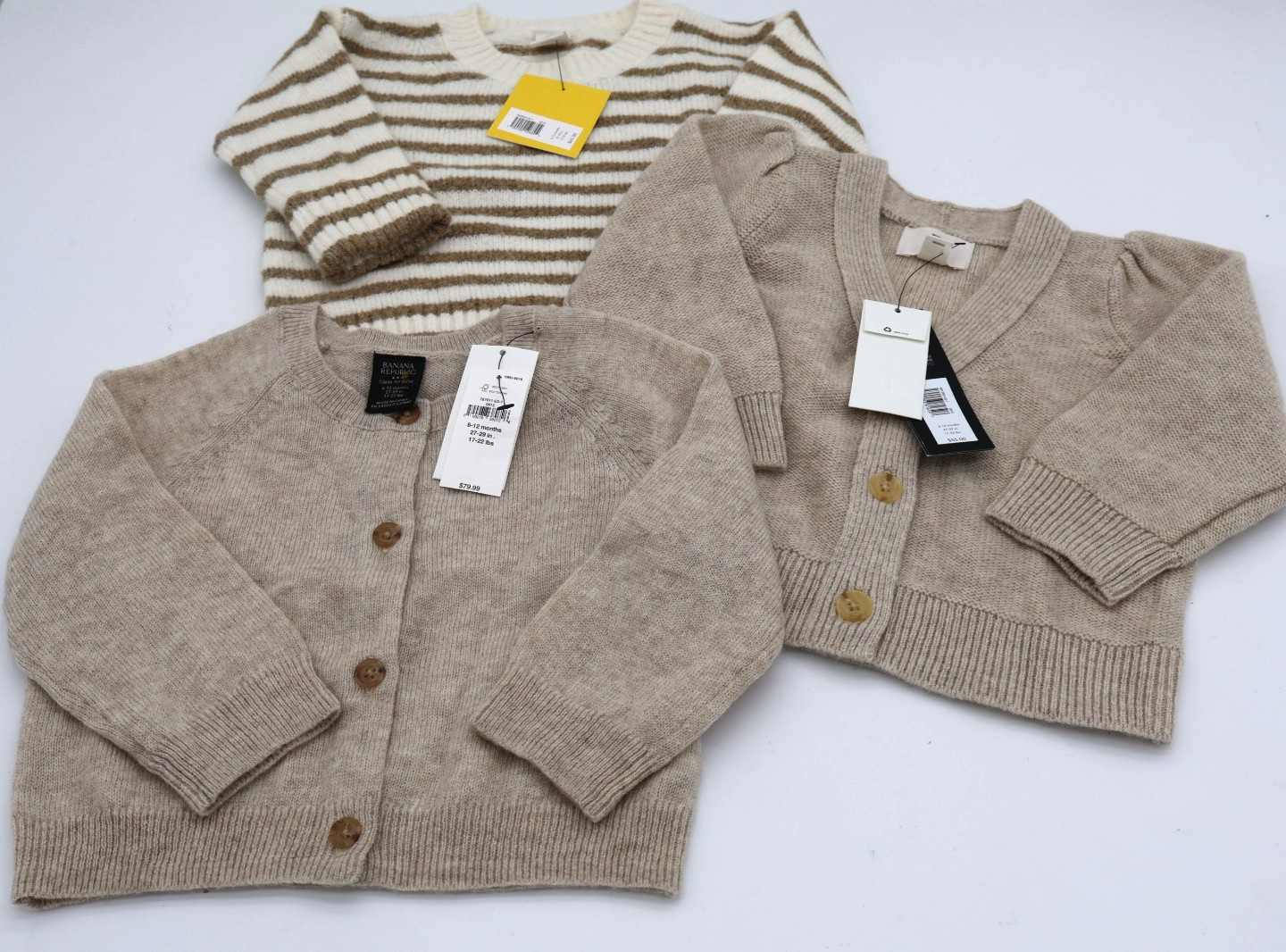 Banana Republic Bebé Lana Merino Algodón Cachemira Suéter 6-12 Meses Lote de 3