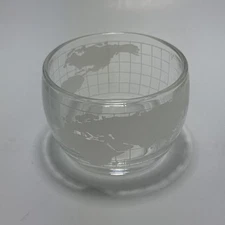 VINTAGE NESTLE WORLD GLOBE GLASS SUGAR BOWL EXCELLENT COND