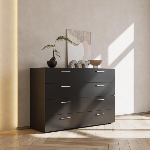 8 Drawer Double Dresser Wooden Storage Chest of 8 Drawer Black Dresser Cabinet