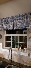 CHRISTINA EWANGA CAFE ROD POCKET FRENCH TOILE Valance Curtain Handmade SET OF 2