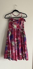 Esteban Cortazar Collective Pink Floral Halter Dress Sweetheart Neck Size 8