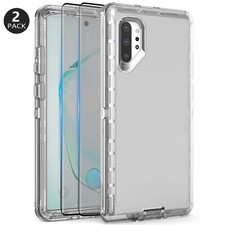 For Samsung Galaxy Note10 Note10 Rugged Case 3in1 Layers Cover Tempered Glass