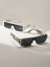 Men's Y2K Black Square Frame Vintage Fashion Glasses Beach Street Style S...