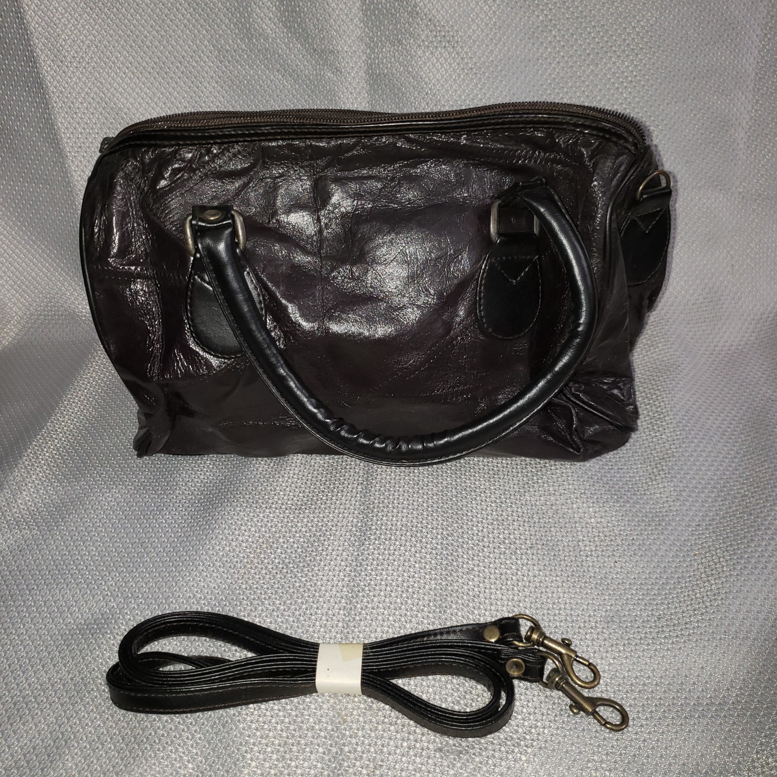 Renaissance Dark brown patchwork handle strap zip… - image 6