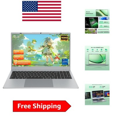 Stylish Silver 15.6'' Laptop   1080p Display, 256GB SSD & WiFi 5 Connectivity