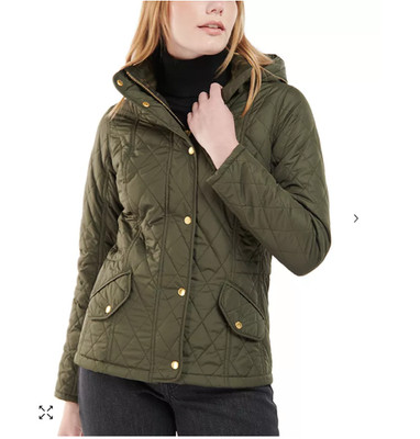 Olive~Barbour MILLFIRE Quilted Jacket w/ Detachable Hood MSRP$280 British Luxury
