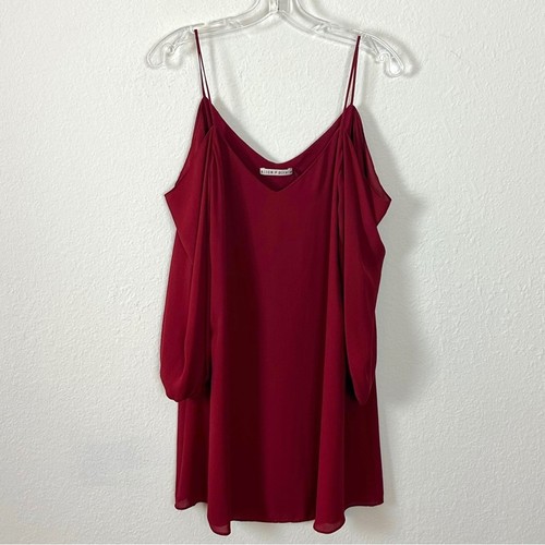 Alice + Olivia Dress Mini Small Carli Off Shoulder Vamp Red - Picture 8 of 13