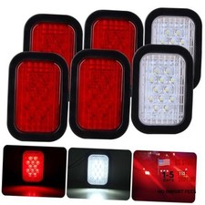 6Pcs 5x3 Led Tail Lights - 4 Red  2 White 12LED Stop/Turn/Backup Lights