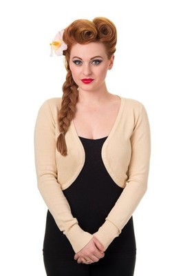 Off White Rockabilly Vintage Pinup Flickers Bolero Shrug Crop Top BANNED Apparel