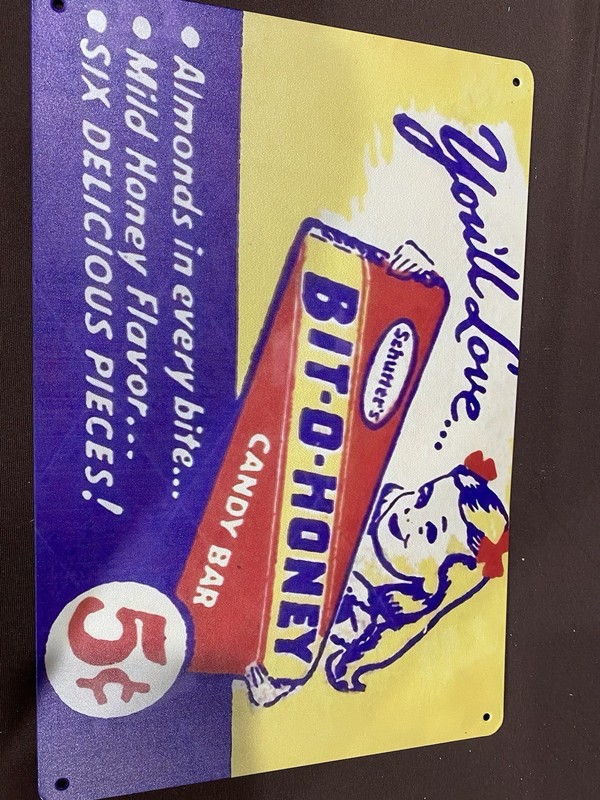 Retro TIN SIGN YOULL LOVE BIT-O-HONEY MAN CAVE OFFICE DEN WALL ADVERTISING