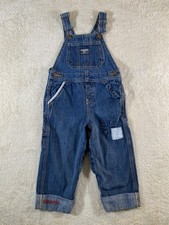 Osh Kosh B Gosh Cuffed Denim Overalls Size 24m Embroidered Logo Patches
