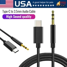Type C to Aux Cable USB Type-C Male To 3.5mm Cord Car AUX Music Audio Adapter
