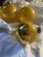 3 Gold Mercury Glass 3" Ornaments Made in USA