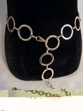 Vintage Chain Belt Big Heavy Circles Hook Clasp Gold Tone Up To 42" NOS