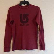 Boy  s Burton Thermal Long Sleeve Shirt Red Size XS-S Logo Base Layer Winterwear