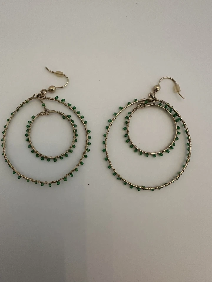 Various Brass Silver Tone Earrings With Multi Color Adornments Set Of 7 - Image 3 of 4