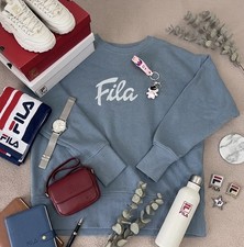 FILA Ladies' Logo Crewneck Pullover Sweatshirt Blue SPRINGLAKE Sz S - Free Gift