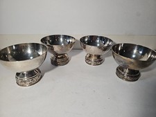Vintage Spanish Silver Plated Desert Bowls- Grapevine Detail on Base- Set of 4