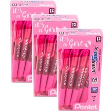 EnerGel-X Retractable Gel Pen 0.7mm, Black Ink 36-Pens, Baby Shower Gift, A Girl