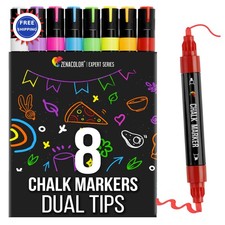 Liquid Chalk Markers 8 Vibrant Colors Non Toxic Quick Drying Erasable Zenacolor